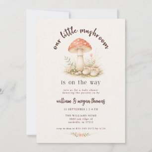 Woodland Our Little Mushroom Baby Shower Invitation