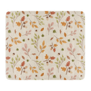 Woodland Owl Autumn Theme Neutral Background Cutting Board