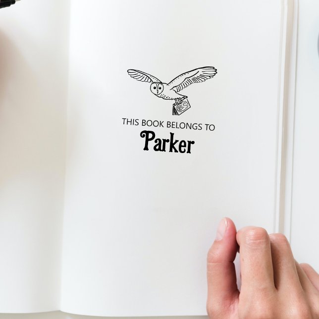 Woodland Owl Baby Book Stamp (This book belongs to personalized bookplate stamp in the Woodland Storybook Baby Shower Collection.)