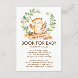 Woodland Owl Baby Shower Book for Baby Card