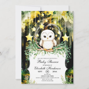 Woodland Owl Baby Shower Invitation