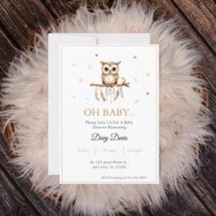 Woodland Owl Baby Shower Invitation