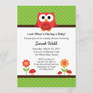 Woodland Owl Baby Shower Invitation