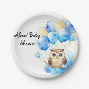 Woodland Owl Baby Shower Paper Plate