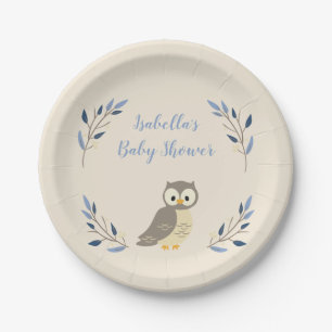 Woodland Owl Baby Shower Plates