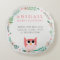 Woodland Owl Birth Stats Round Nursery Pillow