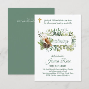 Woodland Owl Christening Invites Baptism