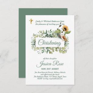 Woodland Owl Christening Invites Baptism 