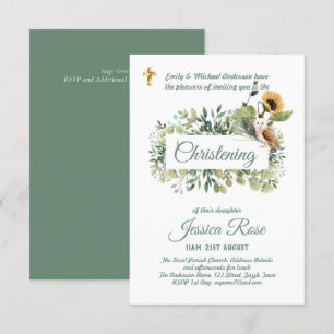 Woodland Owl Christening Invites Baptism 