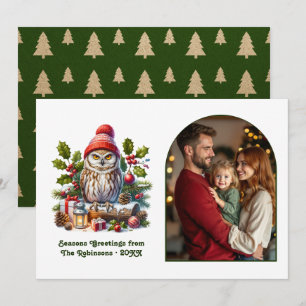 Woodland Owl Cosy Forest Christmas Magic Photo Holiday Card