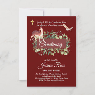 Woodland Owl Deer Christening Invites Baptism 