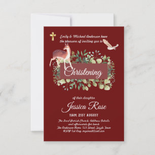 Woodland Owl Deer Christening Invites Baptism