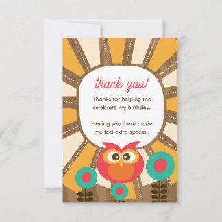 Woodland Owl First Birthday Thank you  – One Year  Card