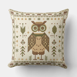Woodland Owl Folk Cushion