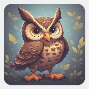 Woodland Owl For Bird And Nature Lovers Square Sticker