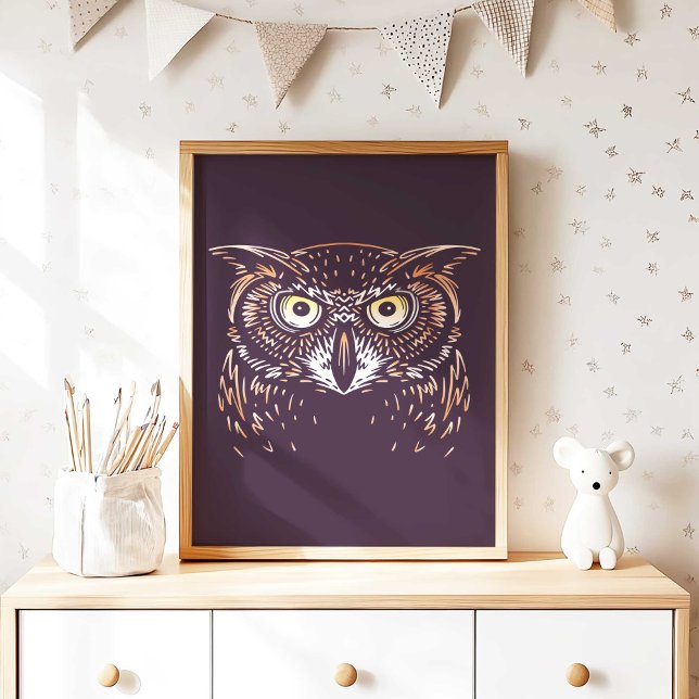Woodland Owl Nursery Wall Art Poster Print (Woodland Owl Nursery Wall Art Poster Print by TinkPrints.)