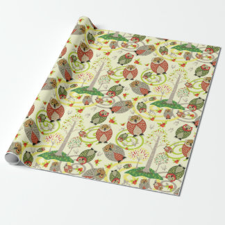 Woodland Owl pattern wrapping paper
