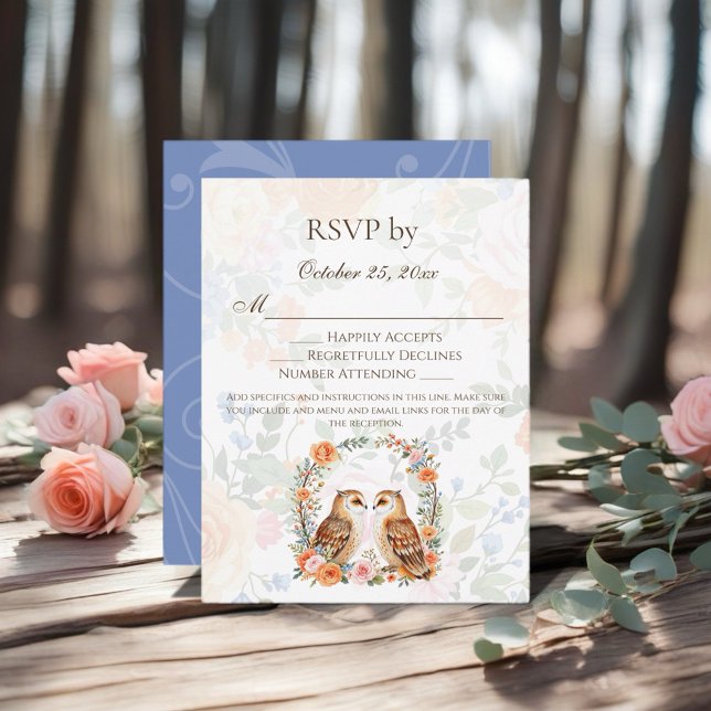 Woodland Owl Wedding RSVP Card (Celebrate your special day with this enchanting woodland owl design!)