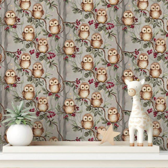 Woodland Owls on Berry Branch Nursery Wallpaper (Creator Uploaded)