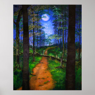 Woodland Painting - Moonlit Abandon Poster