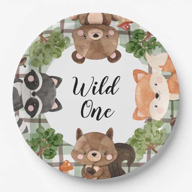 Woodland Paper Plates Wild One Plates (Front)