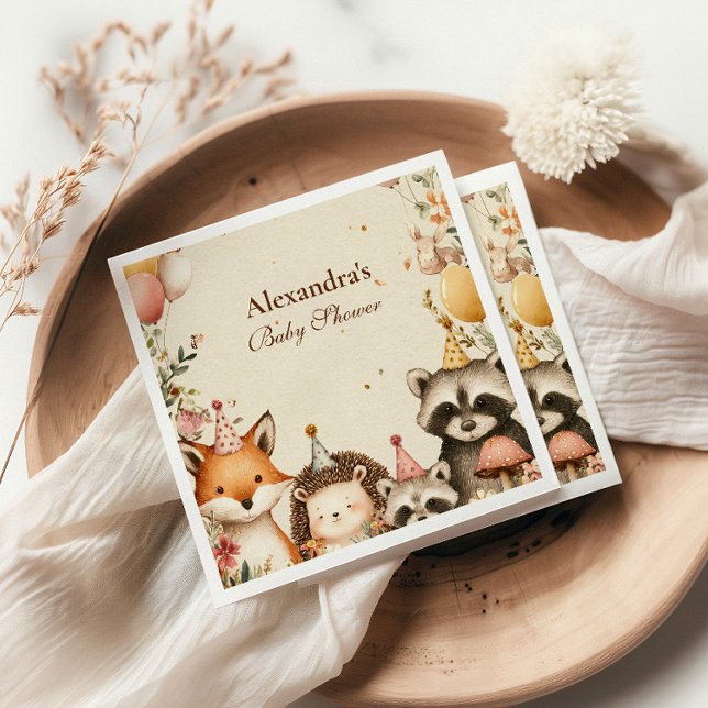 Woodland Party Animals Baby Shower Napkin (Creator Uploaded)