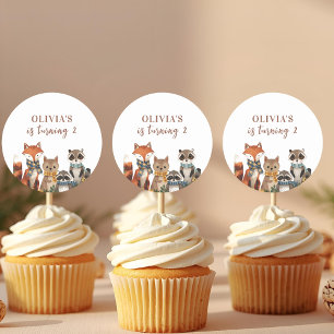 Woodland Party Animals Birthday Forest Animals Classic Round Sticker