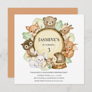 Woodland party Animals Birthday Invitation
