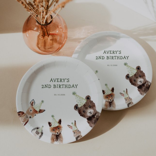 Woodland Party Animals Birthday Paper Plate (Creator Uploaded)