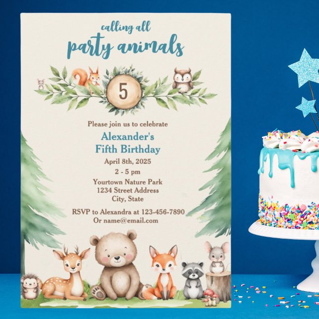 Woodland Party Animals Birthday Party Invitation (Creator Uploaded)