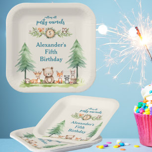Woodland Party Animals Birthday Party Paper Plate