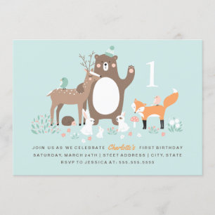 woodland Party First Birthday Invitation