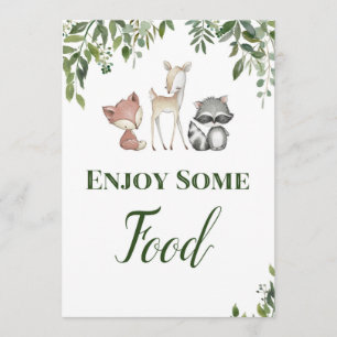 Woodland Party Sign - enjoy some food sign 5x7 Invitation