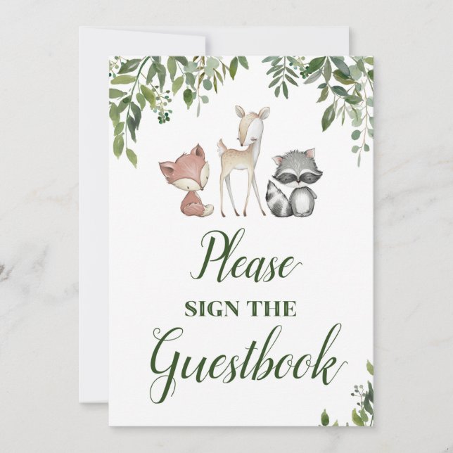 Woodland Party Sign - Guestbook sign 5x7 Invitation (Front)