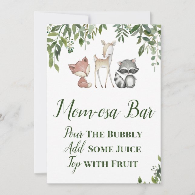Woodland Party Sign - Momosa Bar sign 5x7 Invitation (Front)