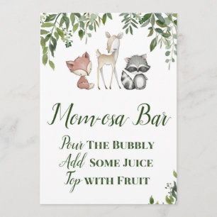 Woodland Party Sign - Momosa Bar sign 5x7 Invitation