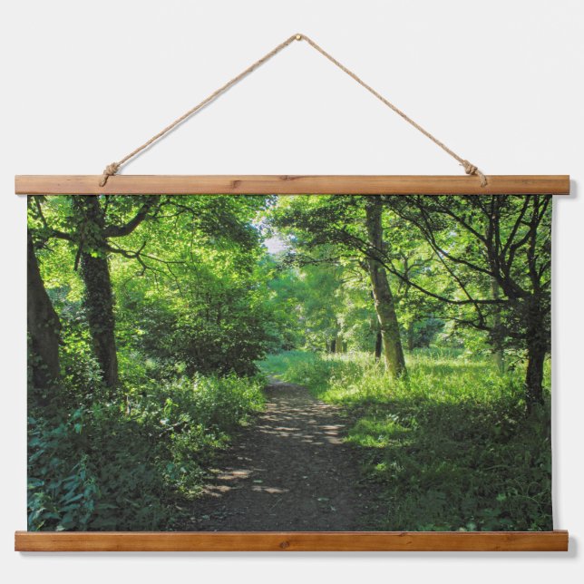 Woodland Path. Blackweir Woods, Cardiff, Wales. Hanging Tapestry (Front)