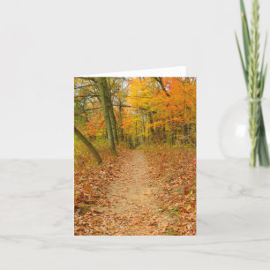 "Woodland Path Through Woods In Autumn" Card