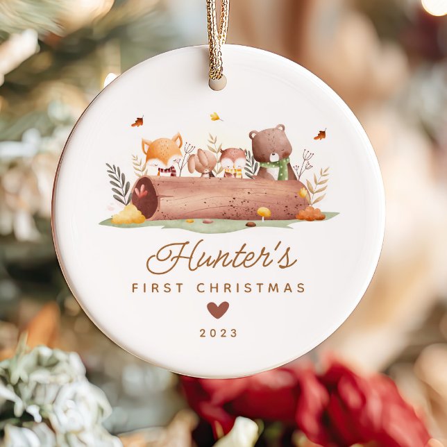 Woodland Photo Baby's First Christmas Ceramic Tree Decoration (Creator Uploaded)