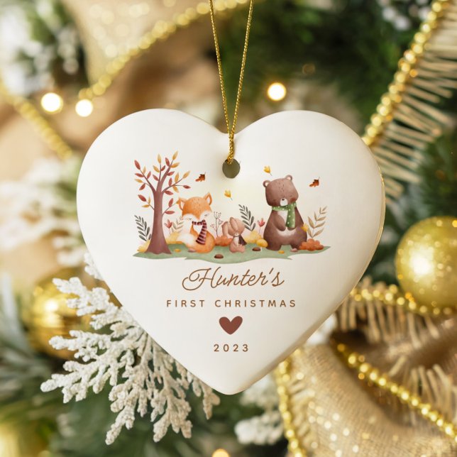 Woodland Photo Baby's First Christmas Ceramic Tree Decoration (Creator Uploaded)