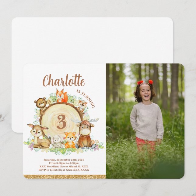 Woodland Photo Invitation (Front/Back)