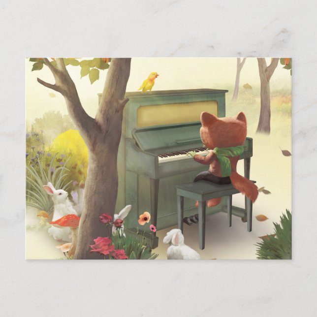 Woodland Pianist Announcement Postcard (Front)