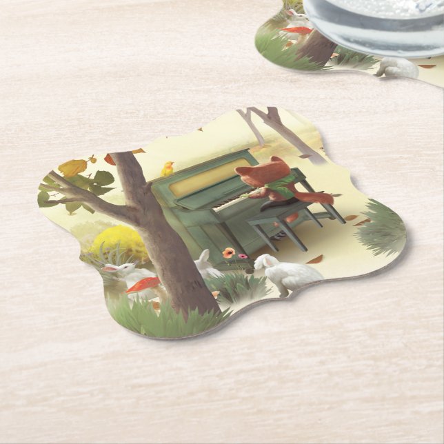 Woodland Pianist Paper Coaster (Angled)