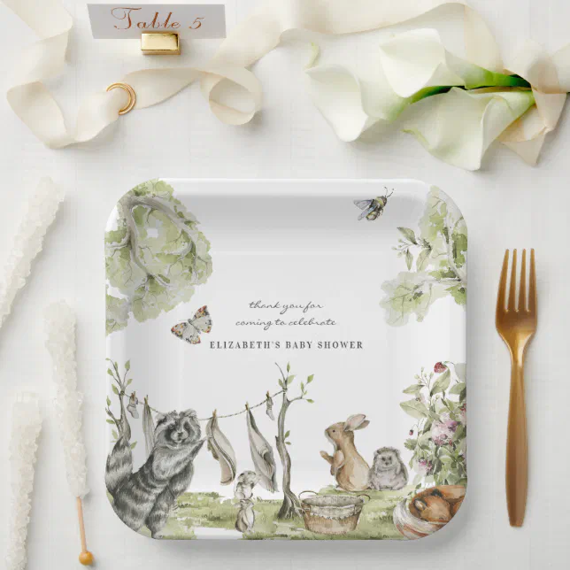 Woodland Picnic | Forest Animals Baby Shower Paper Plate | Zazzle