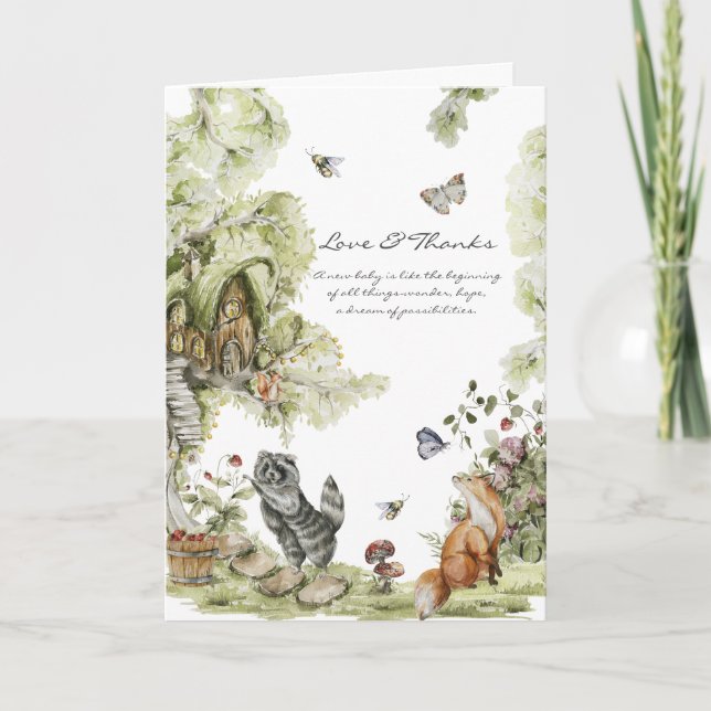Woodland Picnic | Forest Animals Baby Shower  Thank You Card (Front)