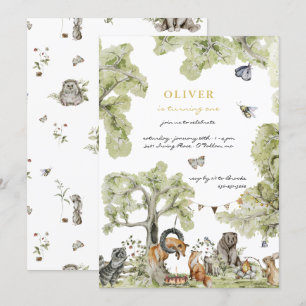 Woodland Picnic   Forest Animals Birthday Party Invitation