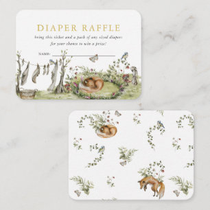 Woodland Picnic Forest Animals Diaper Raffle Enclosure Card