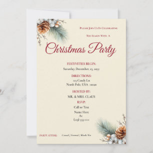 Woodland Pine & Berry Customizable Invitation