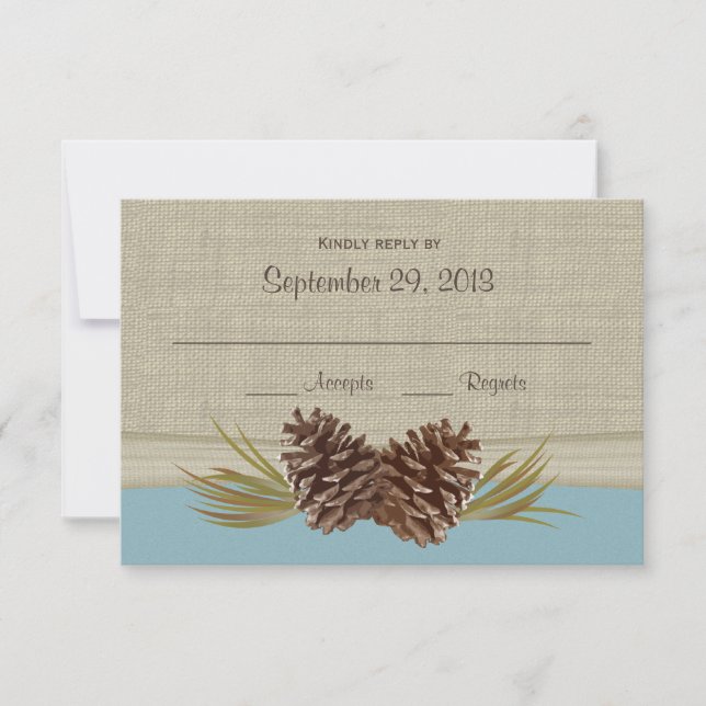 Woodland Pine cones Blue Response Card (Front)