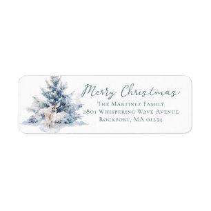Woodland Pine Deer Christmas Return Address